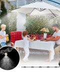 Outdoor Misting System For Patio And Garden With 100 Foot Misting Line, 30 Brass Mister Heads, family dining outdoors