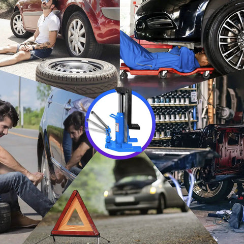 Heavy Duty Hydraulic Toe Jack And 20 Ton Claw Jack With 10 Ton Puller in use for vehicle repairs and maintenance