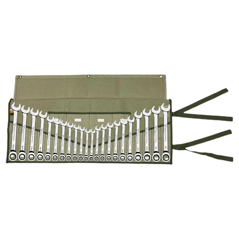 Beefy Heavy Duty Wrench Roll Organizer Pouch 26 Pocket Tool Roll For Metric And SAE Wrenches Cotton Canvas Portable Roll Up Case