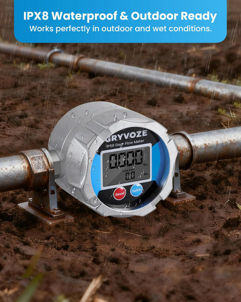 Half Inch NPT Digital Gear Flow Meter Pro Grade With 0.5 Percent Accuracy Reads 0.05 To 6.6 GPM Ideal For Low Flow And High Viscosity Liquids Like Motor Oil Lubricants Antifreeze And Hydraulic Systems