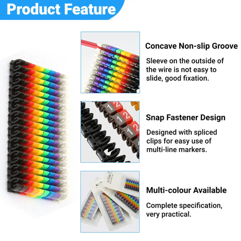 Clip On Wire Markers Set Colorful Cable Number Labels for marking cables durable plastic clip on design 100 pcs fits 2.5mm wires