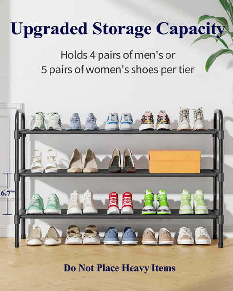 Super Spacious Three Tier Shoe Rack For Closet Organization Extra Long Black Storage Holder Fits Multiple Sneakers And Boots Total Floor Savers You Are Gonna Love