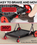 Collapsible Shopping Cart With Wheels 200 Lb Capacity showcasing foot brake and swivel wheels for easy movement on floor.
