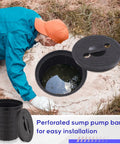 Perforated Sump Basin With Lid For Crawl Spaces And Yards Black 15 Inch Catch Basin With Drilled Holes For Patios Driveways
