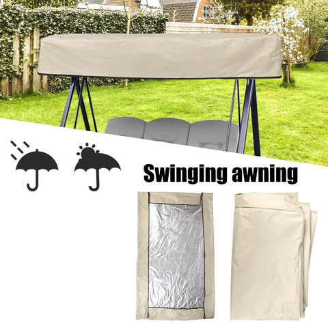 Swing Canopy Replacement Cover For Outdoor Porch And Patio 64.57 By 44.89 By 5.9 Inches Waterproof Windproof Sunshade Beige