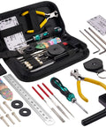 Guitar Tool Kit 31 Pieces For Pro Setup And Repair All In One Luthier Tools displayed with winder, clippers, files, and rulers.