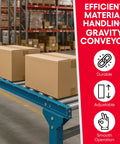 Gravity Conveyor Roller Table Set 18 Inch Wide 5 Foot Long With One Point Nine Inch Steel Rollers Unloading Boxes