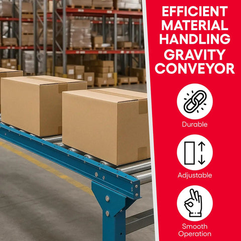 Gravity Conveyor Roller Table Set 18 Inch Wide 5 Foot Long With One Point Nine Inch Steel Rollers Unloading Boxes