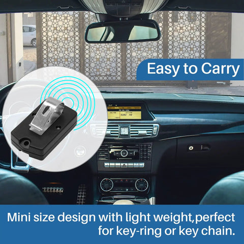 Upgraded 318MHz Gate Opener Remote With 9 DIP Switches For Mighty Mule Systems shown in a car interior, easy to carry