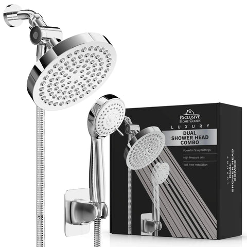 High Power Rain Shower Head With Handheld Combo 6 Inch Rainfall Head Plus 70 Inch Hose, Adjustable Swivel, Anti Leak Nozzles box