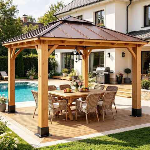 Six Pack Heavy Duty Metal Post Base Brackets, 4X4 Exterior Fit With 3.5 Inch Inside Opening, Ridiculously Strong Deck Fence Pergola Hardware, Super Simple To Bolt Down