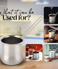 Stainless Steel 16oz Coffee Warmer With Ergonomic Hanging Handle For Home And Cafe Use Melts Milk And Butter Heats Turkish And Greek Coffee Perfect Milk Pot For Heating Small Batches