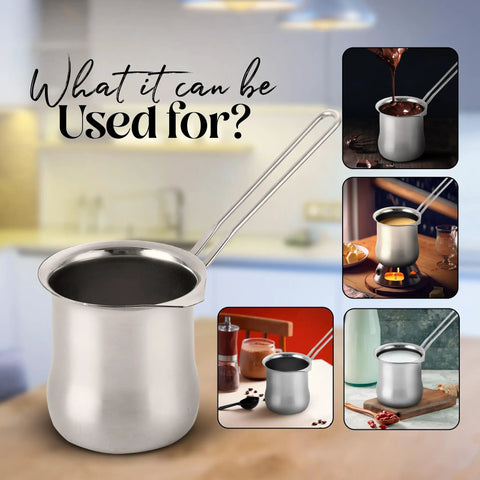 Stainless Steel 16oz Coffee Warmer With Ergonomic Hanging Handle For Home And Cafe Use Melts Milk And Butter Heats Turkish And Greek Coffee Perfect Milk Pot For Heating Small Batches