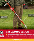 Person using Step And Twist Weed Popper Long Handle Stand Up Weeding Tool For Easy Weed Removal No Bending Over Dandelion And Crabgrass Remover Heavy Duty Lawn Care Thumb Release Eject Weed Plug on grass