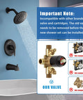 Image showing Matte Black Shower Faucet Set With 5-Setting Shower Head And Single-Handle Tub Shower Trim Kit Includes Spout And Valve.