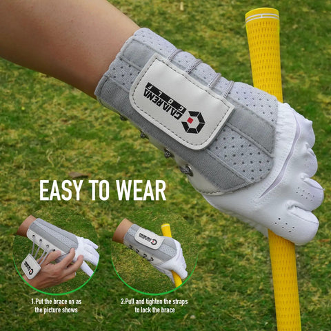 Lead Wrist Golf Swing Trainer Brace For Beginner Players, Fix Wrist Angle To Build Muscle Memory, Grey, on left wrist gripping club