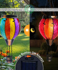 Colorful Hot Air Balloon Solar Lantern With Flickering Flame Light Glass Hanging Outdoor Lanterns Waterproof For Garden