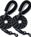 2 Pack Heavy Duty Dog Leashes With Padded Handle And Reflective Nylon Rope For Small Medium And Large Dogs, Half Inch Thick