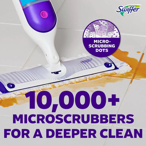 PowerMop Mopping Kit For Floor Cleaning With No Bucket Needed, 5X Cleaning Power, Electric Spray, Includes 1 Power Mop, 2 Replacement Pads, 2 Batteries, 1 Liquid Cleaning Solution, Multi Surface And Wood Floors on white tile floor