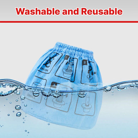 Nonwoven Cloth Filter Bags 2 Pack Reusable Replacement Filters For Small Dry Vacuums submerged in water illustrating washability.