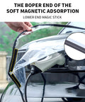 All Black EV Charging Port Protector With Magnetic Guard And Secure Strap Fits Steel Body Rides To Block Grime And Hold Fast Through Daily Commutes And Road Warriors, showing soft magnetic adsorption feature.