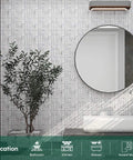 Mirror Glass Mosaic Tile Crystal Diamond Backsplash for Kitchen and Bathroom Walls in a modern bathroom setting.