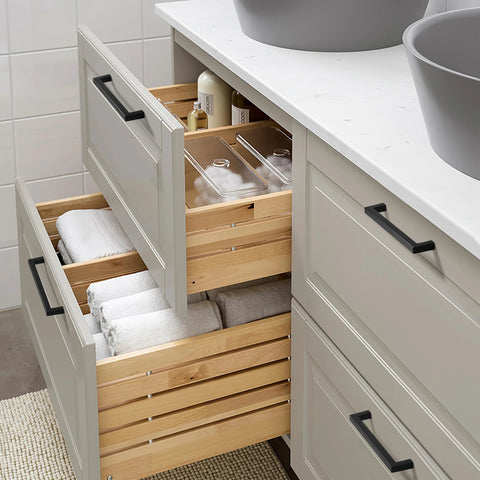 Kitchen drawers with 10 Pack Solid Aluminum Matte Black Cabinet Pulls with 5 Inch Hole Center Square Style Handles for Cabinets