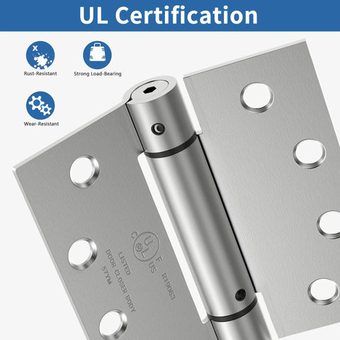 Spring Loaded Self Closing Door Hinges 4.5 Inch Brushed Nickel For Exterior And Garage Doors Built To Last close-up