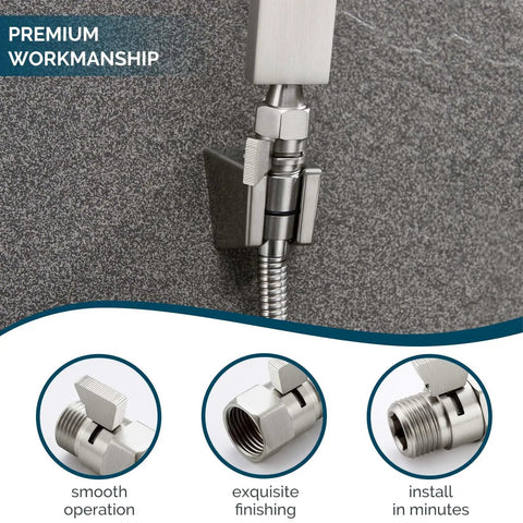 Water Flow Control Valve With Brass Shut Off For Dual Shower Faucets And RV Shower Head Hose No More Wasting Hot Water With Easy Flow Adjustment