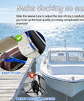 4 Pack Boat Bungee Dock Lines 4 To 5 Point 5 Ft With Loop Elastic Mooring Ropes securing a boat at dock with easy loop adjustment