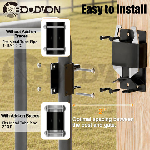 Two Way Gate Latch Heavy Duty Lockable Fence Gate Hardware For Metal Tube Gates Livestock Horse Corral Ranch Stable Self Locking 2 Pack Weather Resistant Easy Install Built Tough, installed on 1-3/4 to 2 in round tube gate