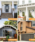Four images showing Smart Dusk To Dawn Outdoor Wall Light Fixture With Auto Sensor on front door, porch, backyard, and garage.