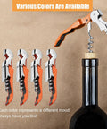 Six Piece Orange Wine Opener Set With Professional Waiter Corkscrews Stainless Bottle Opener Fold Out Serrated Foil Cutter