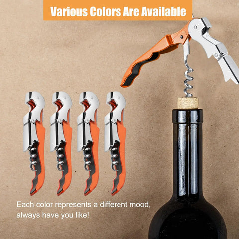 Six Piece Orange Wine Opener Set With Professional Waiter Corkscrews Stainless Bottle Opener Fold Out Serrated Foil Cutter