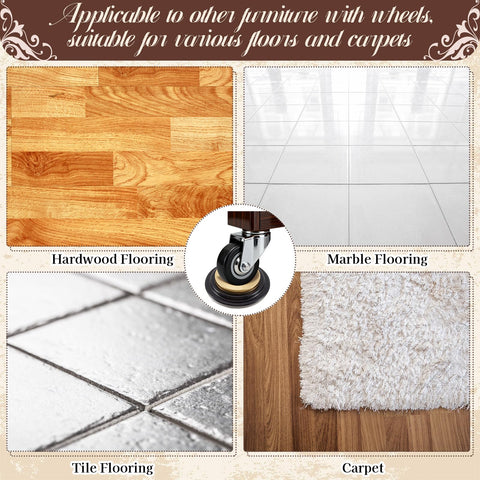4 Pcs Piano Caster Cups Set For Hardwood Floors Metal Rubber Construction protecting various floor types hardwood, tile, marble, carpet