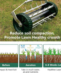 Heavy Duty Rolling Lawn Aerator With 1.4 Inch Spikes And 57 Inch Steel Handle, Push Spike Aerator For Compacted Soil, diagram included
