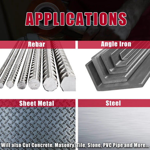 Applications for Extreme 4.5 Inch Cut Off Wheel 3 Pack For Metal Cutting Heavy Duty Pro Grade All Purpose Blade Rebar Steel Iron