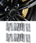 Aramox M12x1.5 Wheel Stud Conversion Kit With 32mm Shank Bolt Set For Audi S4 S5 S6 Featuring Black Zinc Plated Heat Treated Steel That Boasts Insane Rust Resistance And Perfect Fitment For Your Ride. installed on black alloy wheel with silver M12 steel studs