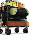 Extra Long Foldable 50 Inch Two Level Wagon With Big Wheels 400L Capacity Heavy Duty All Terrain Cart Double Decker Beast Hauler