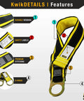 Premium Full Body Safety Harness With Comfy Cushioned Shoulder Pads Three Heavy Duty D Rings And Buckles Delivers Top Notch Fall Protection For Construction Roofing And Tower Climbing Meets ANSI OSHA Standards, displaying durable webbing, safety labels, premium stitching, and D-rings features.