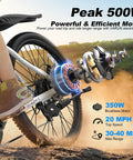 Rear view of Beast Of An All Terrain Electric Bike For Adults With 500W Peak Motor showing motor and wheel in action.