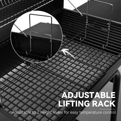 28 Inch Barrel Charcoal Grill with Warming Rack and 626 Sq In of Cooking Space adjustable lifting rack feature