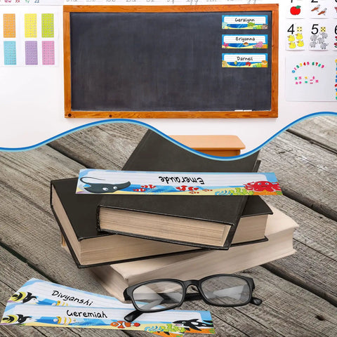 40 Pieces Sea Themed Flat Name Plates For School Desks Ocean Life Theme With Colorful Sea Animal Labels Self Adhesive Desk Tags