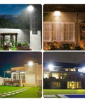 Four images showcasing JUDYSSY Led Floodlight Led Projector Waterproof Reflector 10W20W 30W 50W 100W 150W 200W 300W Wall Garden Spotlight illuminating outdoor spaces.