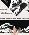 Gaming Mouse Pad Desk Mat For Keyboard And Mouse Large Kanagawa Wave Design With Non Slip Rubber Base Ultra Smooth Fabric Surface