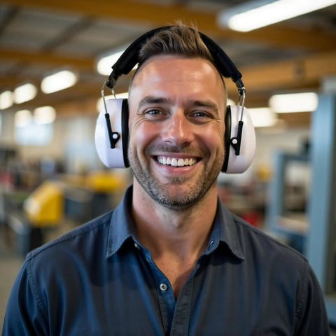 37 dB NRR Safety Earmuffs For Shooting And Industrial Use With Ultra Comfort Padded Headband, Maximum Hearing Protection For Loud Environments, Range Or Shop, Durable White Earmuffs That Block Noise And Keep You Focused