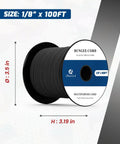 Heavy Duty Bungee Cord One Eighth Inch By 100 Feet Elastic Shock Rope on black spool for securing gear