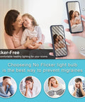 Comparison of flicker-free and other lighting effects on people, highlighting comfort and migraine prevention benefits of G9 LED Bulbs 10 Pack 4W 40W Halogen Replacement Ceramic Base 120V 360 Degree Beam Not Dimmable Flicker Free Daylight 5000K Or Soft White 2700K For Chandeliers Bathroom Crystal Wall Lamps.