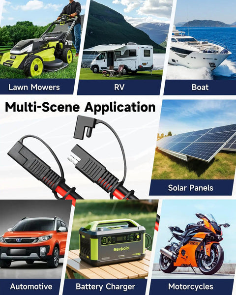 Multi-scene uses of Beefed Up Heavy Duty 10 AWG SAE Extension Cable 3Ft Quick Disconnect Tinned Copper Wire for various power needs