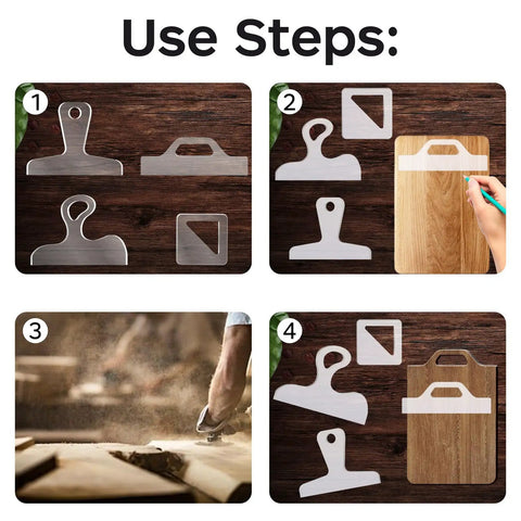 Use steps for Slick Acrylic Router Templates For Custom Charcuterie Boards showing acrylic stencils and wood handling techniques.